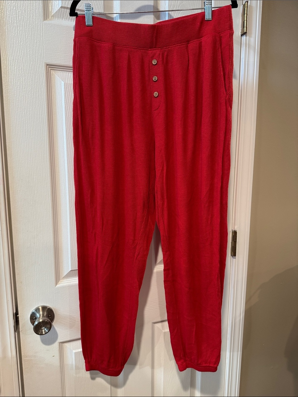 EBERJEY Red Knit Button-Front Lounge Pants size large